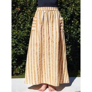 NEW HAPPY FRENCH GANG tilda maxi skirt in camel stripes